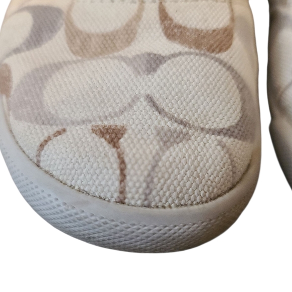 COACH Katie Slip-On Sneakers - Cream and Brown Logo No Lace (Elastic) Size 9.5B - Picture 9 of 14